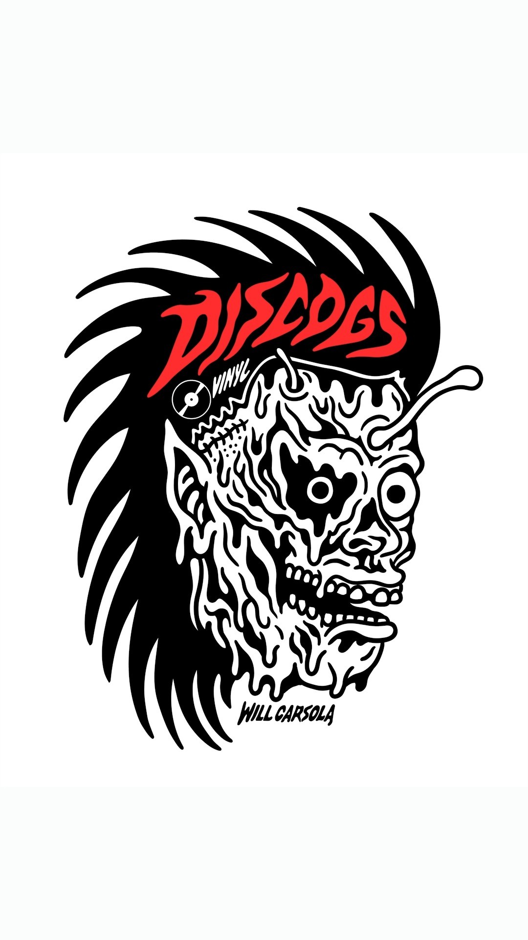 Instagram post by @willcarsola for Liquid Death. Caption reads: “For the Discogs art, I took all the pressure off....