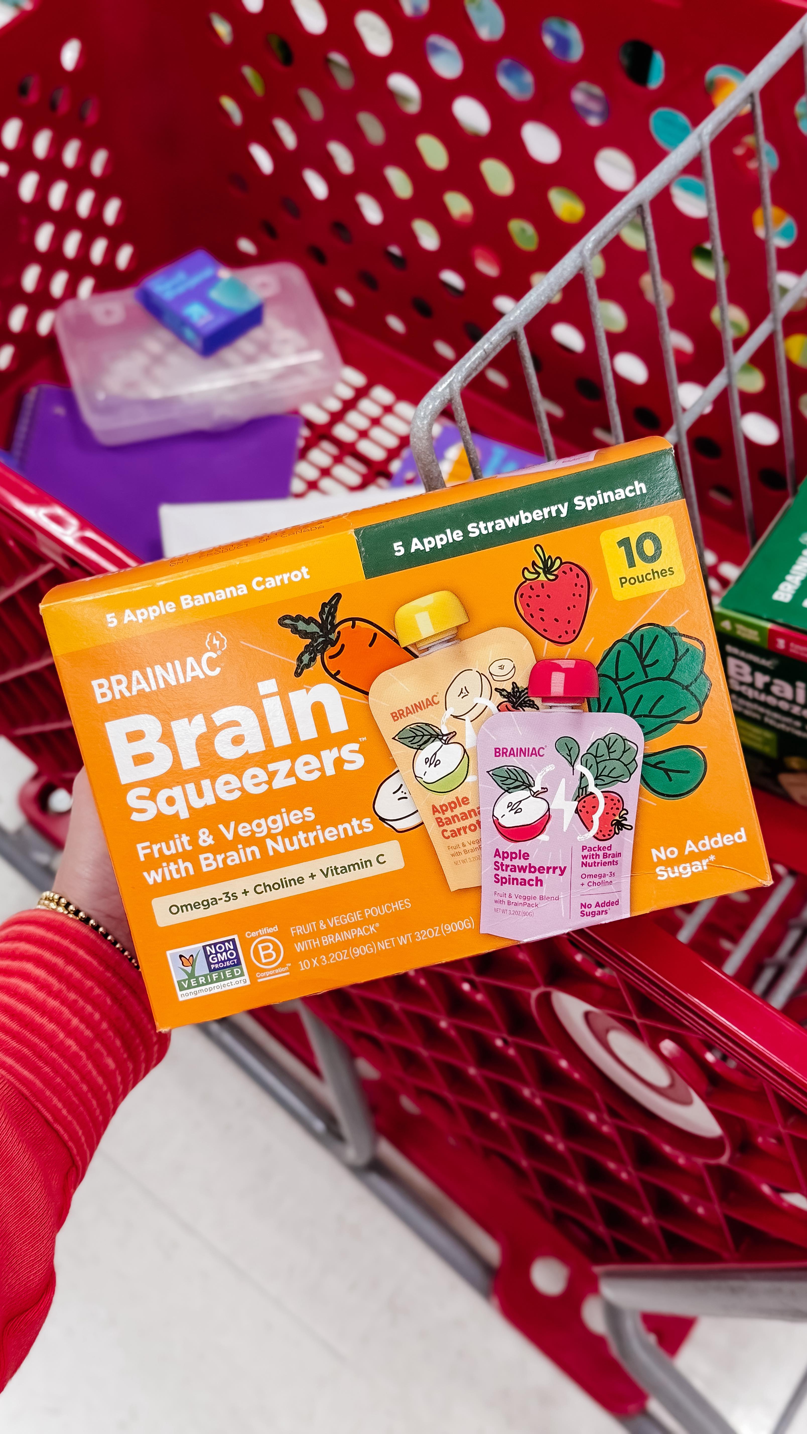 Instagram post by an influencer for Brainiac Foods. Caption reads: [...] your kids lunch or snack? @BrainiacFoods has....