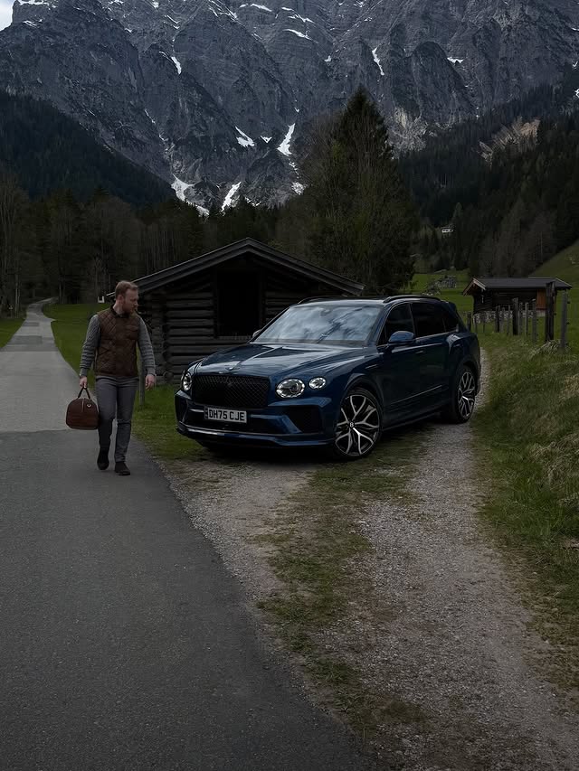 Instagram post by @the.mattbook for Bentley Motors. Caption reads: [Ad] Slow mountain days with the Bentley Bentayga....