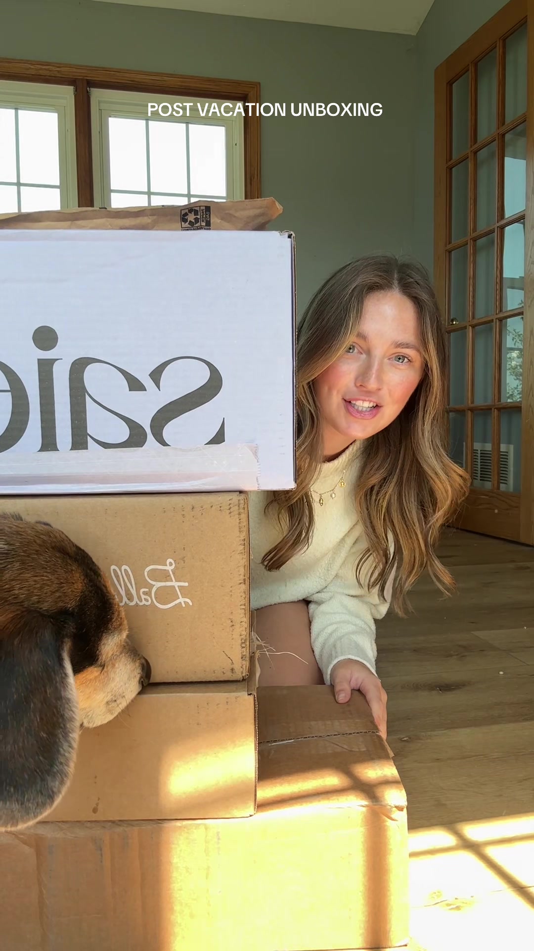 TikTok post by @ashleyeeubank for By Rosie Jane. Caption reads: [...] some packages!! #unboxing #pr #haul....