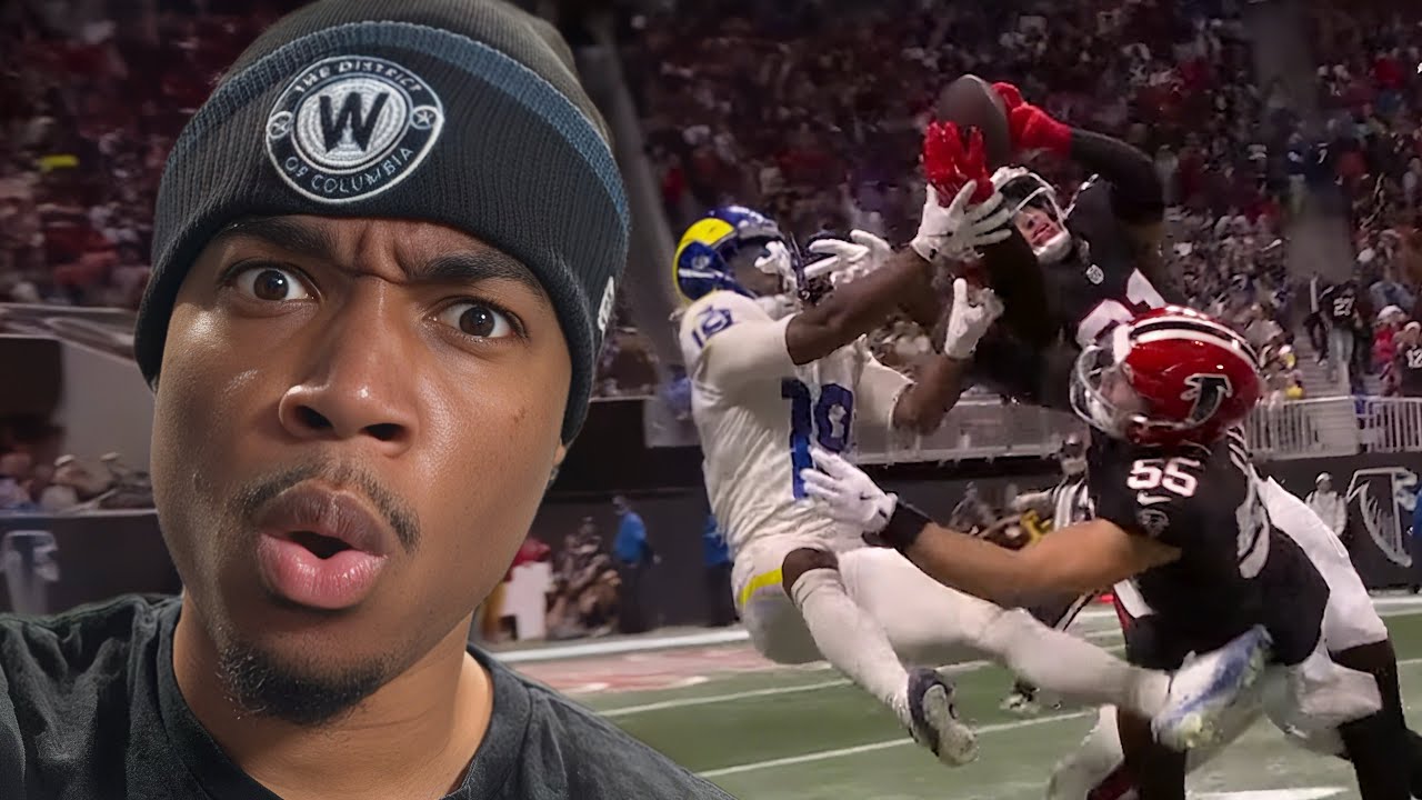 YouTube post by @JankyRondo for Underdog Fantasy. Caption reads: INSANE GAME!  Los Angeles Rams vs Atlanta Falcons....