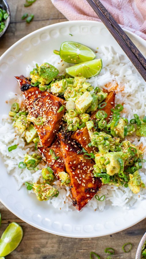 Instagram post by @thissavoryvegan for Success Rice. Caption reads: Skip takeout and make these Teriyaki Tofu Rice....