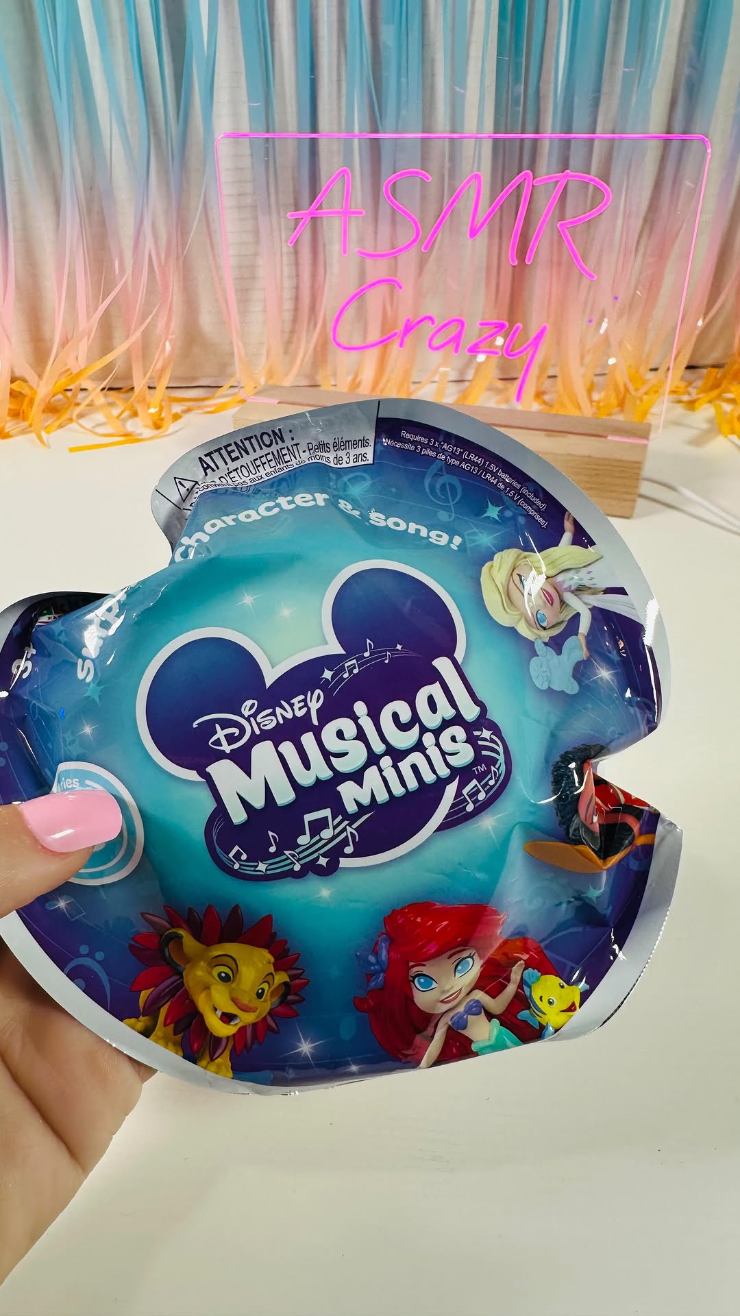 Instagram post by @imasmrcrazy for JAKKS Pacific. Caption reads: Disney Musical Minis #disney #asmr #minis.