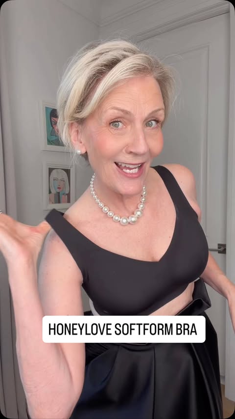 Instagram post by @sustainablefashionstyle for Honeylove. Caption reads: LOVING the ease of the HONEYLOVE Softform Bra.....