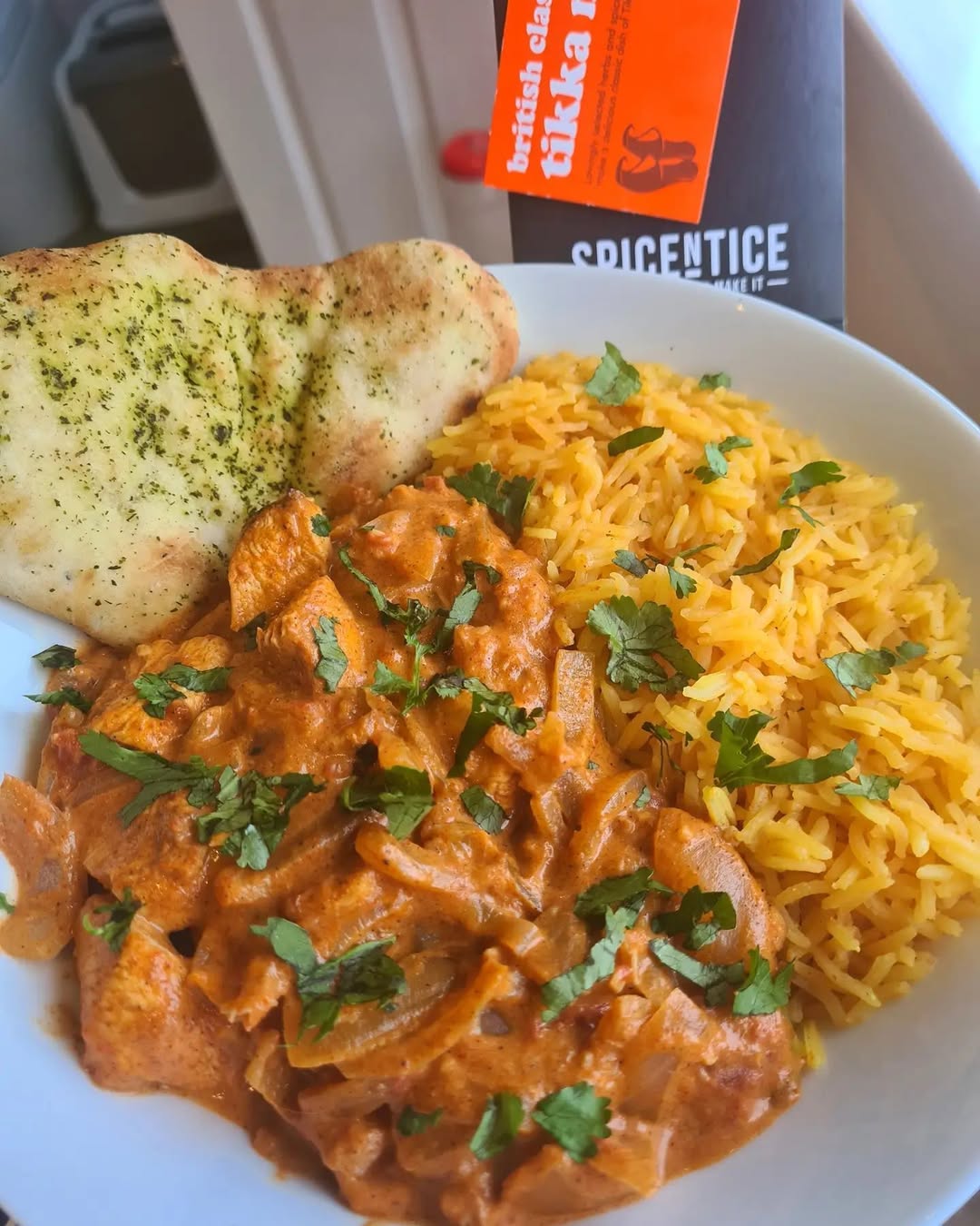 Instagram post by @sj_goodeats_ for Spicentice. Caption reads: Chicken Tikka Massala 🌶 I really fancied a curry....