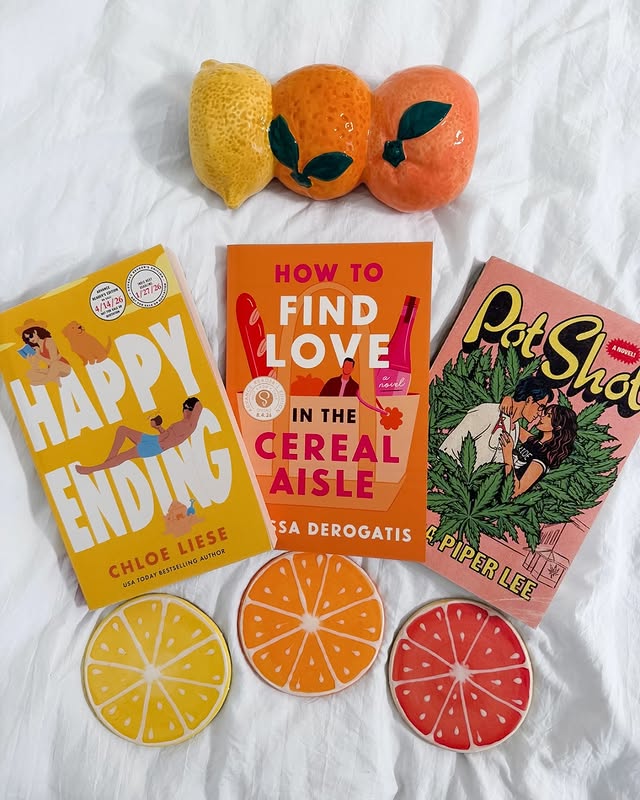 Instagram post by @clt.reads for Gallery Books Group. Caption reads: summer citrus stack 🍋🍊 With all of the lemon....
