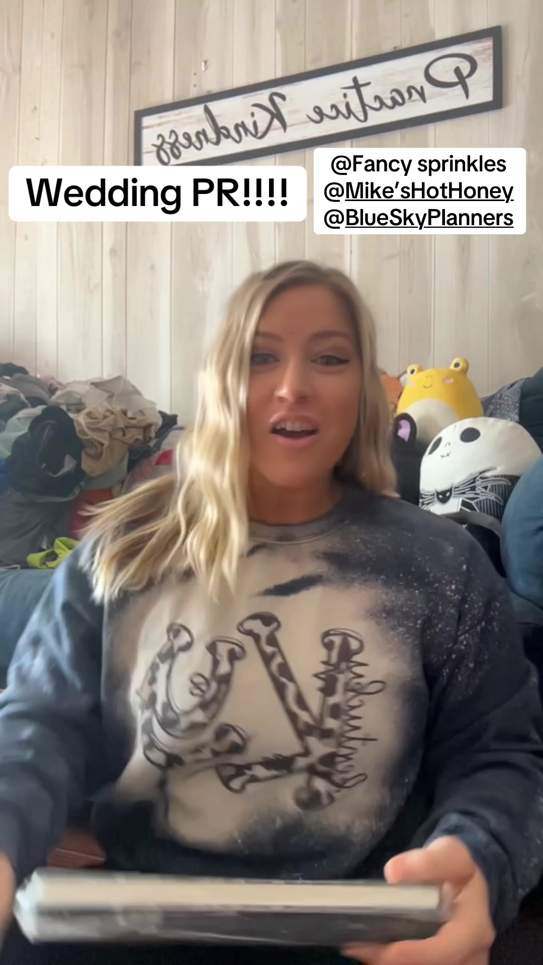 TikTok post by @leighanaskaggs for Mike's Hot Honey. Caption reads: Wedding PR!!!! Thanks so much @Mike’s Hot Honey....