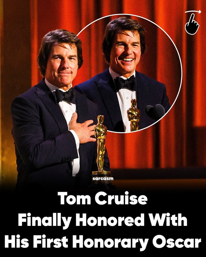 Instagram post by @sarcastic_us for Getty Images. Caption reads: Tom Cruise finally recieves his first OSCAR —....
