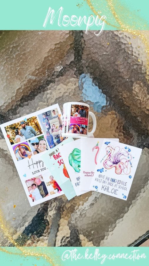 Instagram post by @the.kelley.connection for Moonpig. Caption reads: #ad @moonpigusa for all your birthday or back to....