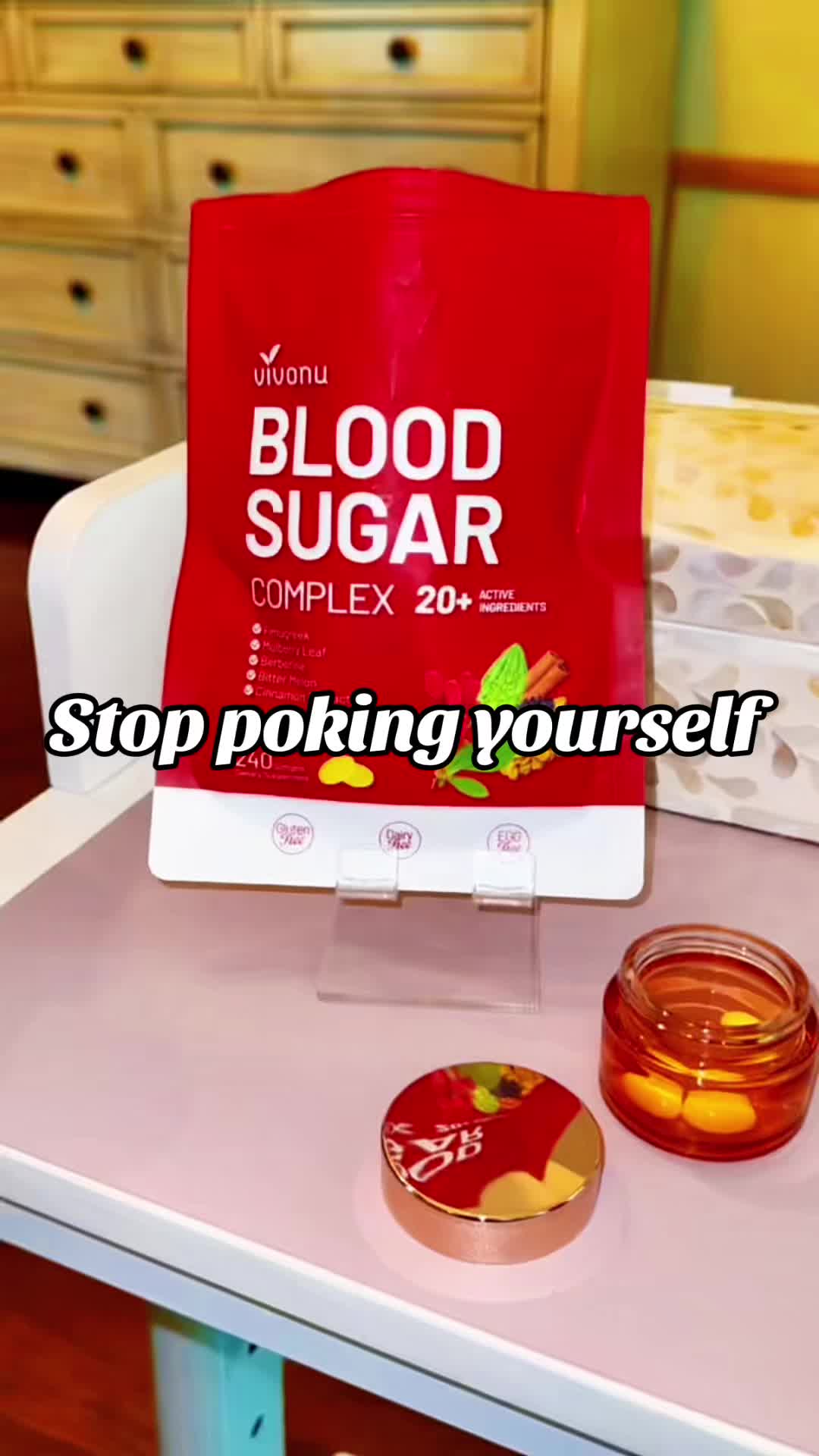 TikTok post by @ladyveritywiththescarfon for Vivonu. Caption reads: [...] #healthylifestyle #bloodsugarbalance....