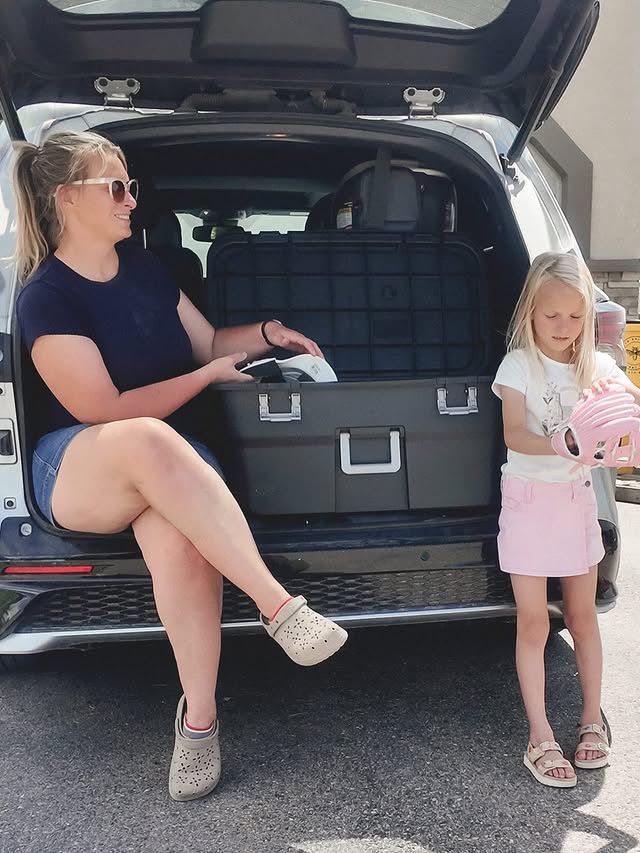 Instagram post by @jessicabmathie for Sterilite. Caption reads: [...] all the gear ends up in my trunk. The....