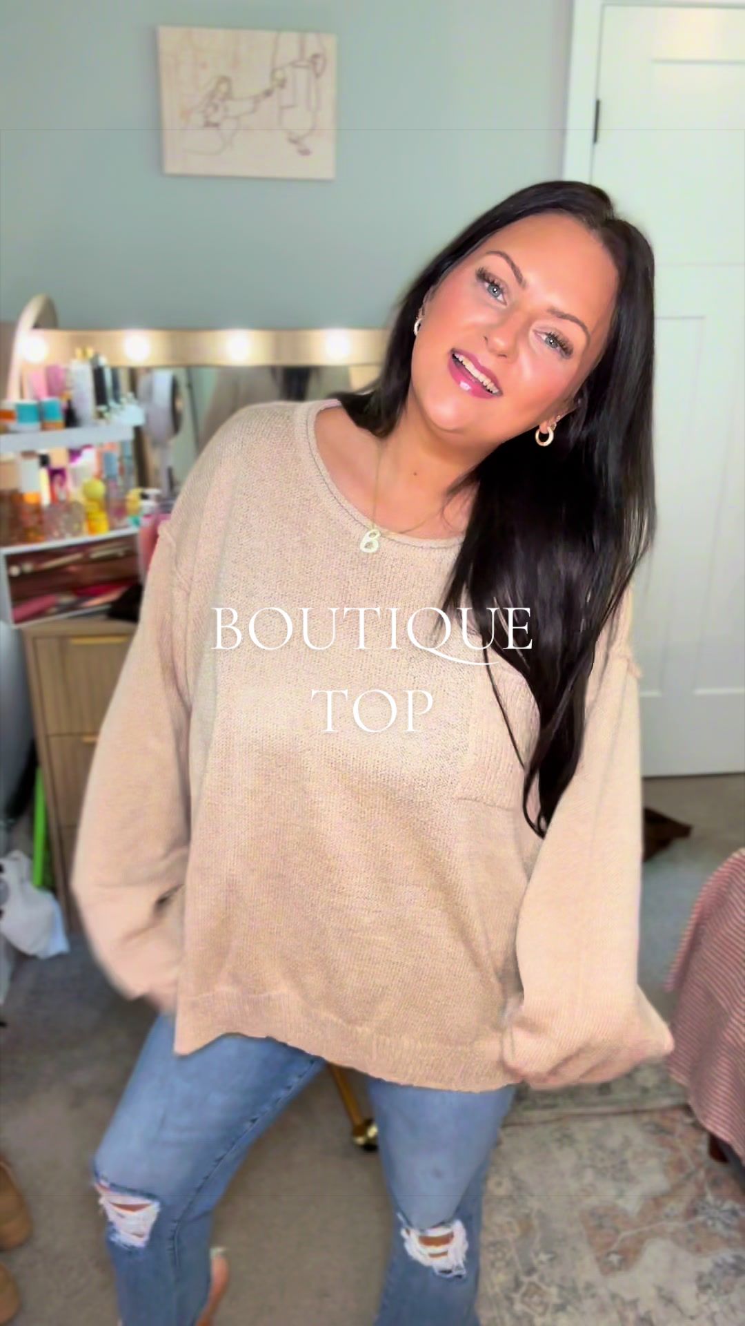 TikTok post by @lifewithbrittanynorton for Kali Rose Boutique. Caption reads: This top from @Kaliroseboutique is an absolute GEM....