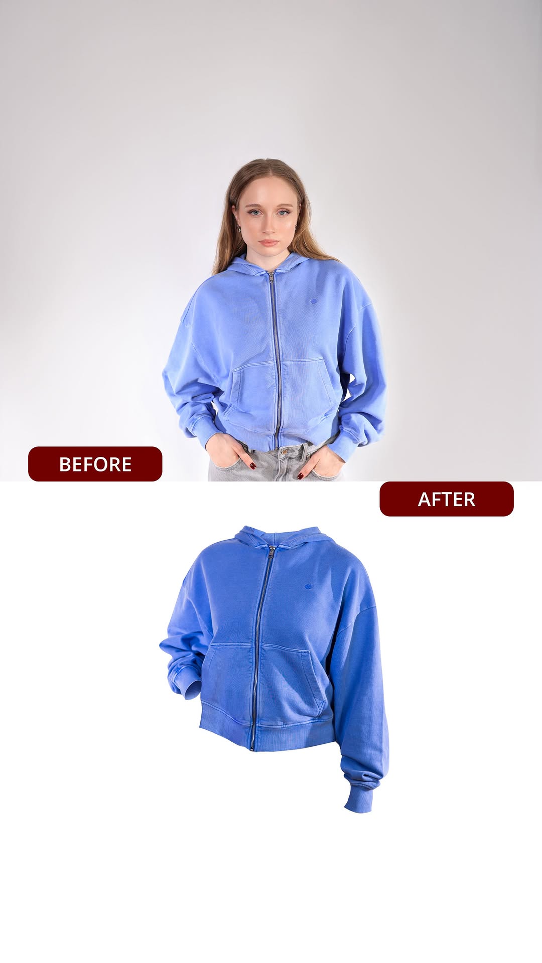 Instagram post by @photoshop._blog for Photoroom. Caption reads: I like shooting clothes on models, but editing in....