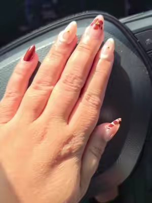 TikTok post by @mrslarocque for Luxxi Nails. Caption reads: [...] and our strong. Grab it below. @LUXXI NAILS....