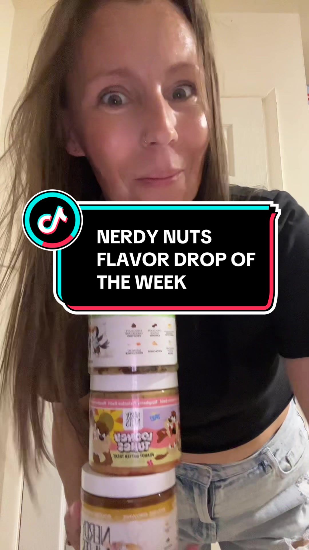 TikTok post by @just_c.j for Nerdy Nuts. Caption reads: Nerdy Nuts Flavor Drop time ! #nerdynuts [...].