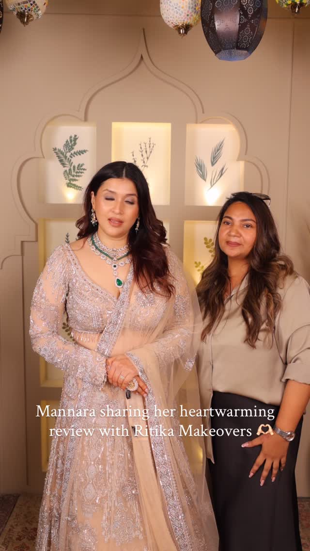 Instagram post by @ritikamakeovers9 for The Wedding Brigade. Caption reads: Mannara Chopra shares her heartfelt review for....
