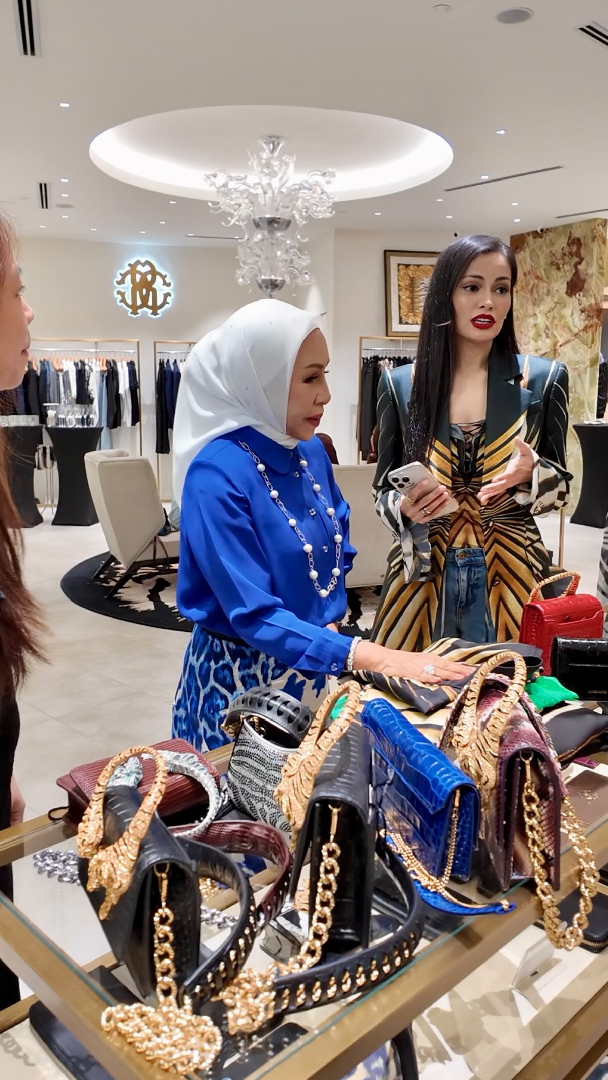 Instagram post by @fyzakadir30 for Roberto Cavalli. Caption reads: It means a great deal to me to see my esteemed....