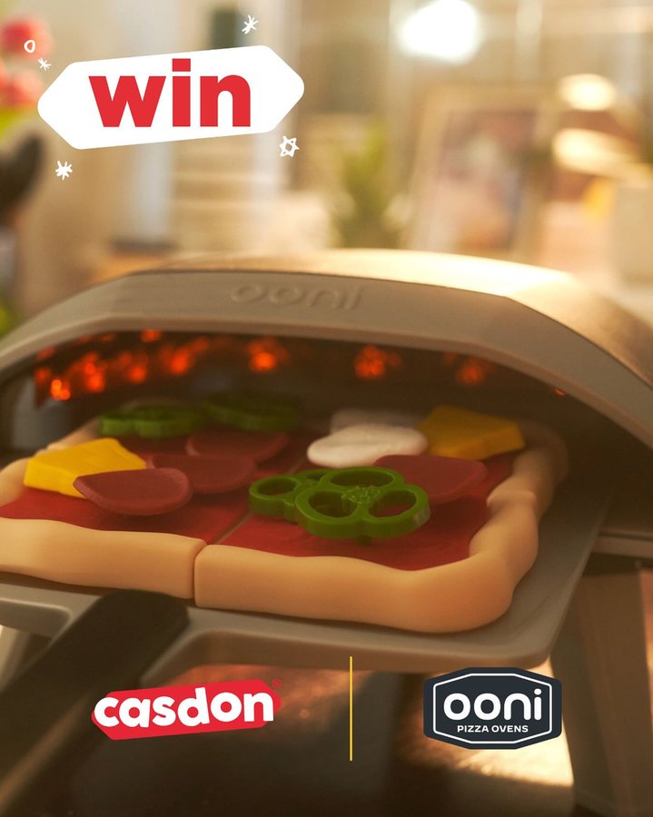 Instagram post by @ooni.uk for Casdon. Caption reads: [...] on the Ooni Koda Pizza Oven 12’ PLUS the....