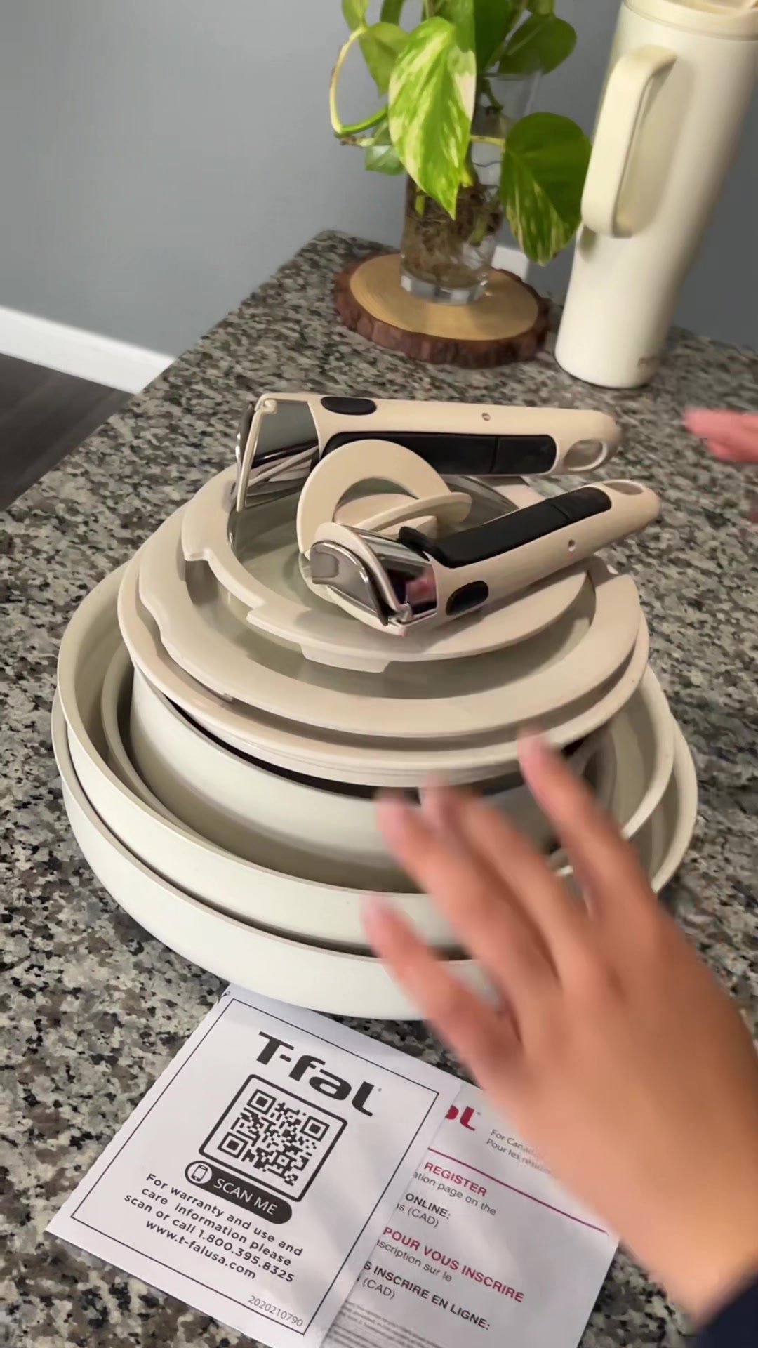 TikTok post by @maya_khaling for T-fal USA. Caption reads: #Tfal #cookware #cookinghacks @T-fal USA @Groupe....