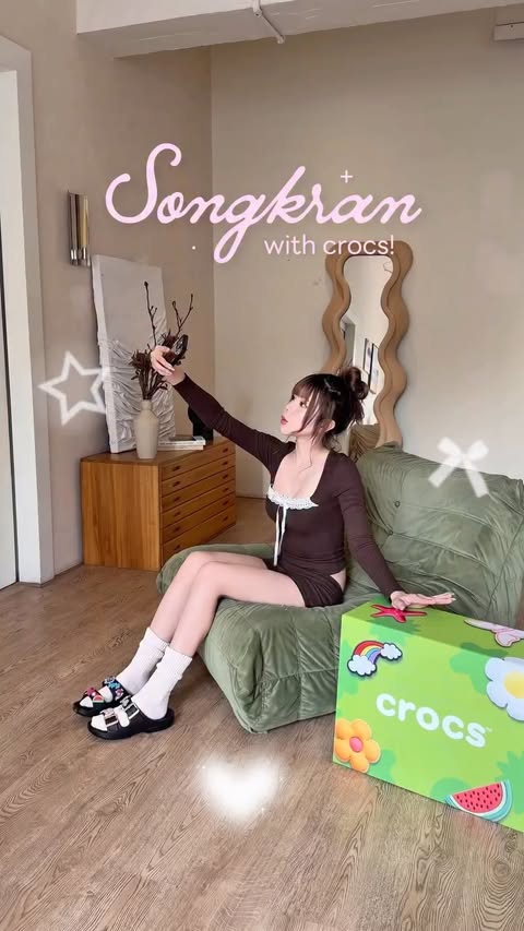 Instagram post by @pkvicx for Crocs. Caption reads: got me ready for songkran @crocsth 🔫💦....