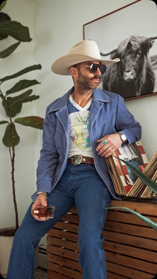 Instagram post by @bluecollarprep for Tru Western. Caption reads: Wanna smell my Wrangler?! 👉🏻 Lean in - it’s....