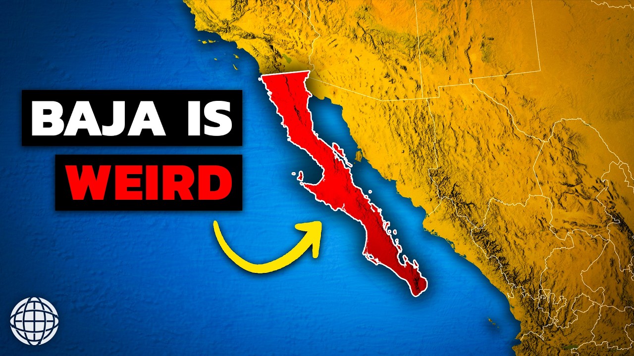 YouTube post by @GeographyByGeoff for Envato Elements. Caption reads: The Bizarre Geography of Baja California.