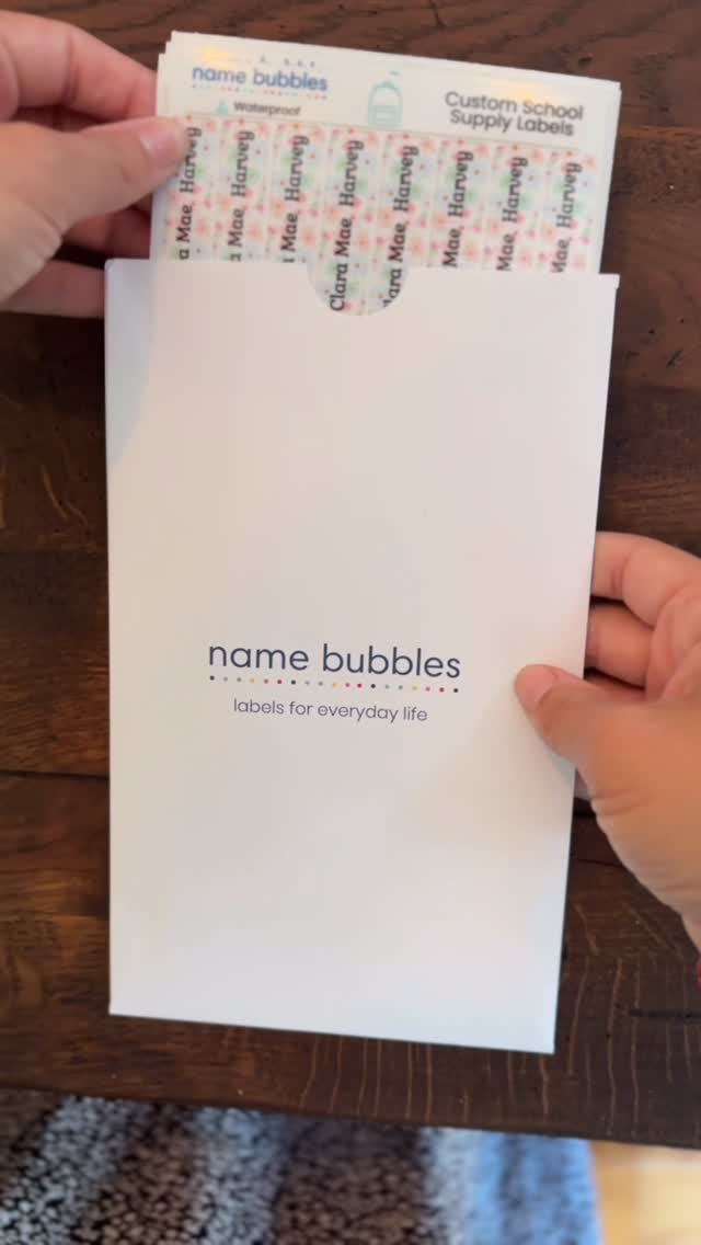 Instagram post by @justharveyfamily for Name Bubbles. Caption reads: Back to school is STRESSFUL, especially as a....