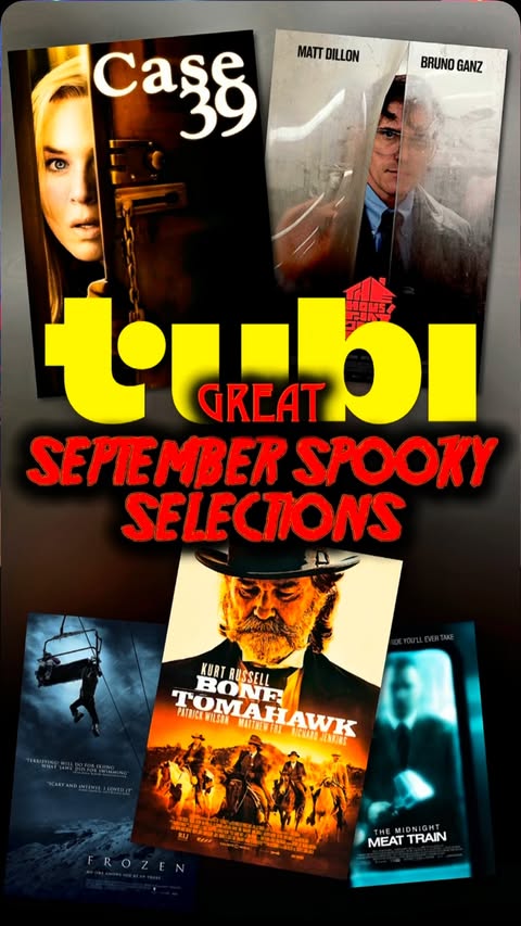 Instagram post by @stoneythagreat for Tubi. Caption reads: Tubi’s September Horror Lineup is Looking Good....