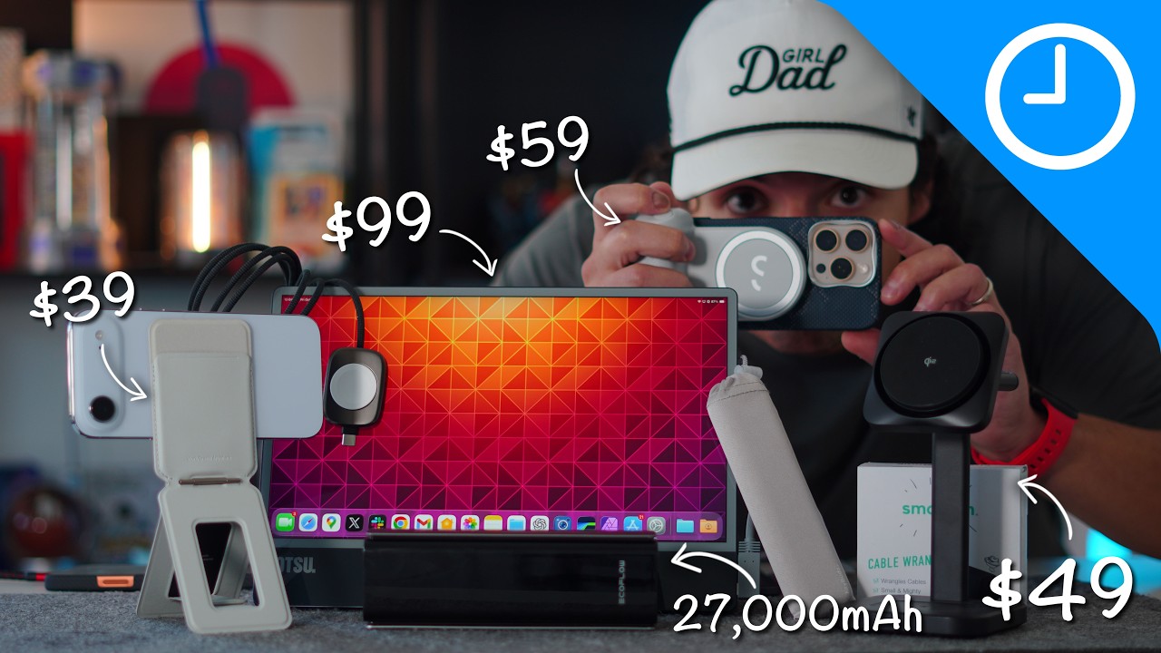 YouTube post by @9to5Mac for KUXIU. Caption reads: Amazon Prime Day Apple Accessories — CRAZY Prices....