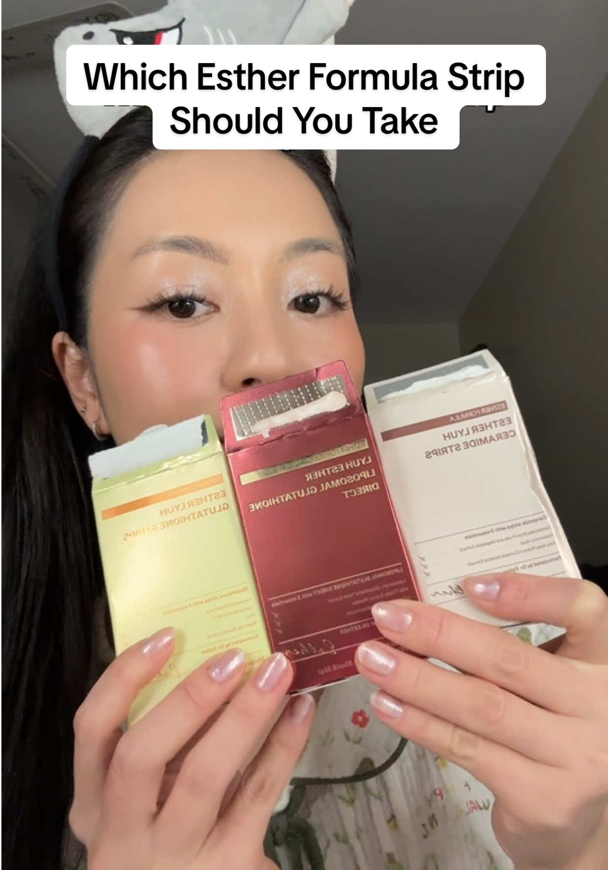 TikTok post by @nphiynhi for Esther Formula. Caption reads: ESTHER FORMULA strips breakdown, which one should....