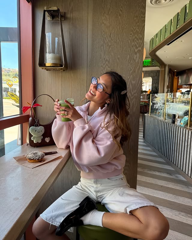 Instagram post by @nokkyungg.kit for ShoeDazzle. Caption reads: “a little matcha love in every sip” 🍵🌷✨....