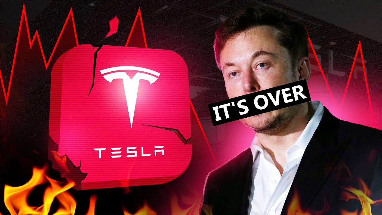YouTube post by @LogicallyAnswered for Ekster. Caption reads: Sales Collapse 76%: How Tesla Lost $873 Billion In....