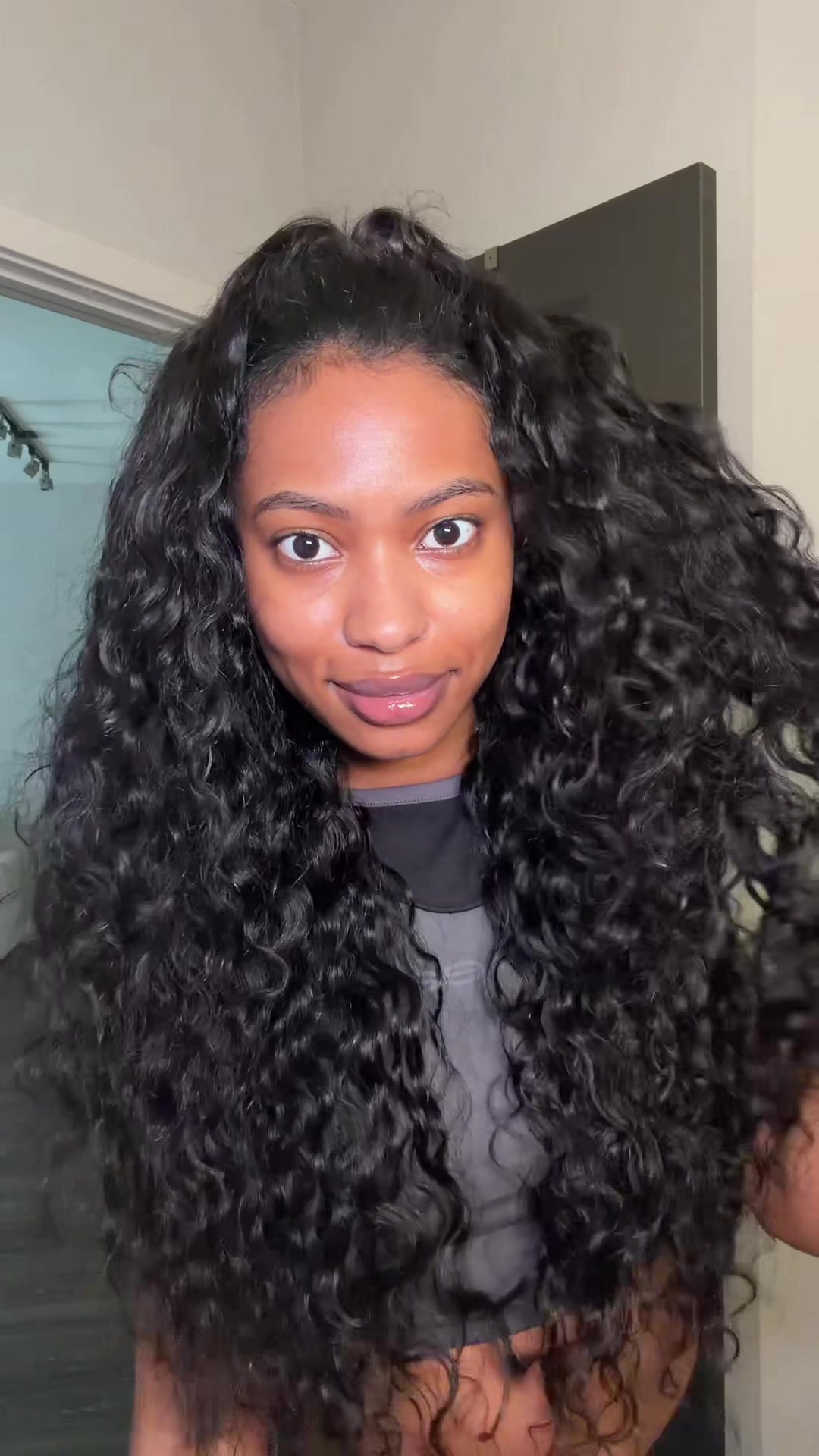 TikTok post by @elbamariav for Mscoco Hair. Caption reads: half up half down w/ a half wig 😻 @Mscoco Hair....
