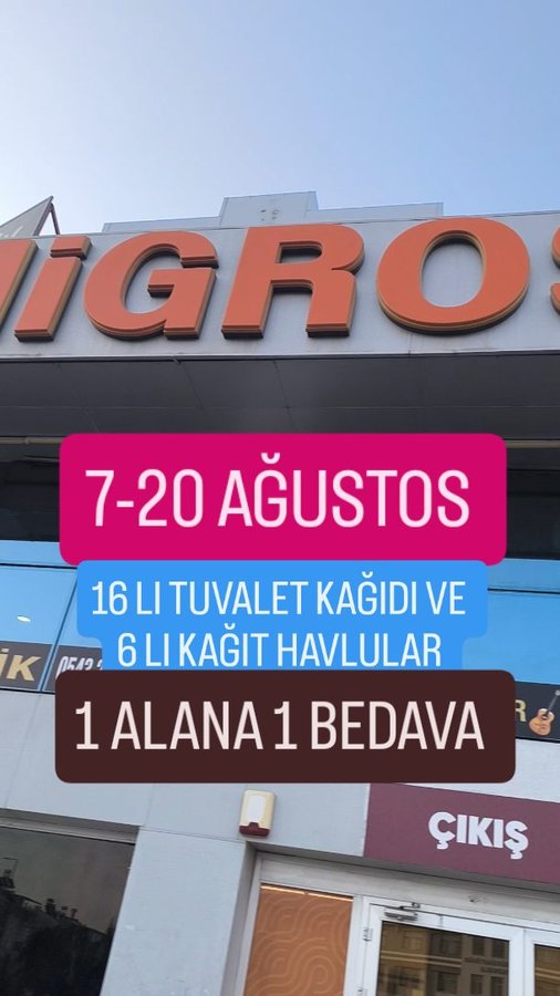 Instagram post by @indirimitakipedenadamheryerde for Migros. Caption reads: @migros_tr #kesfet #indirimitakipedenadam #market....