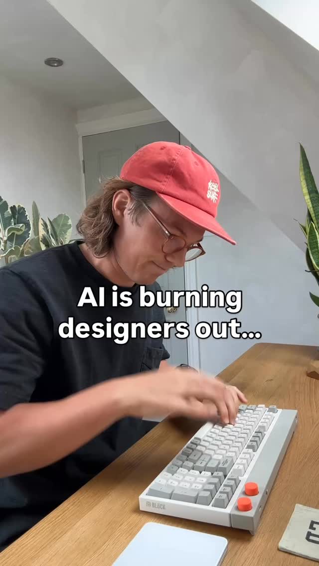 Instagram post by @zanderwhitehurst for reMarkable. Caption reads: AI is burning designers out. 

I speak to a bunch....