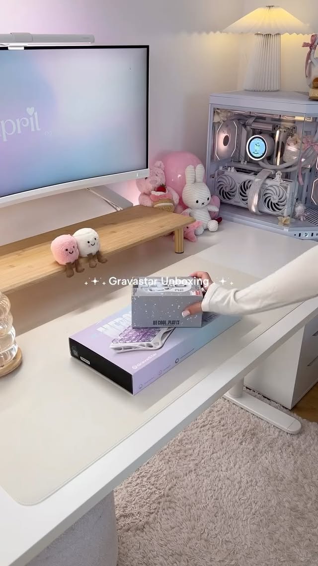Instagram post by @cozy_natmosphere for GravaStar. Caption reads: [...] M2 mouse goes perfectly with it 🤍 Gravastar....