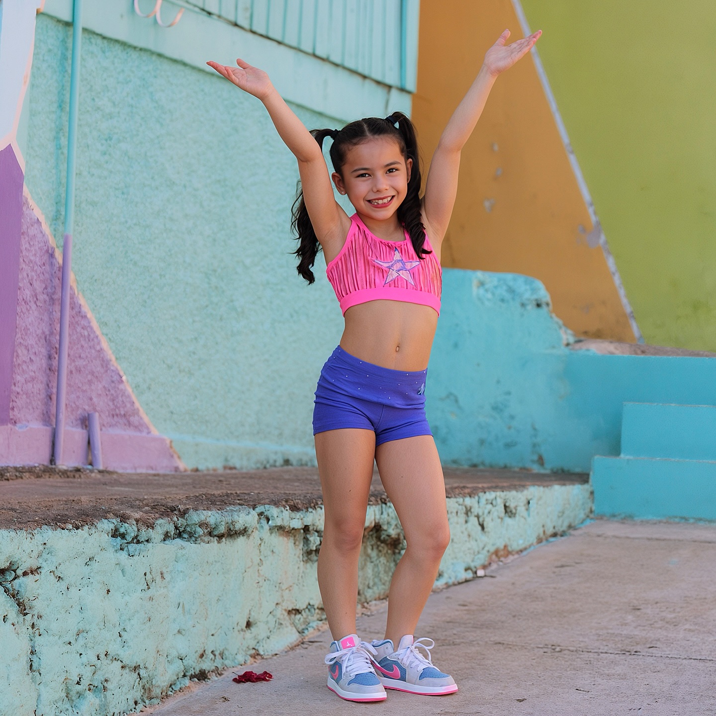 Instagram post by @aubreebedoya for Rebel Athletic Women. Caption reads: Color outside the lines today 🎨—💖🌟💜 fiesta....