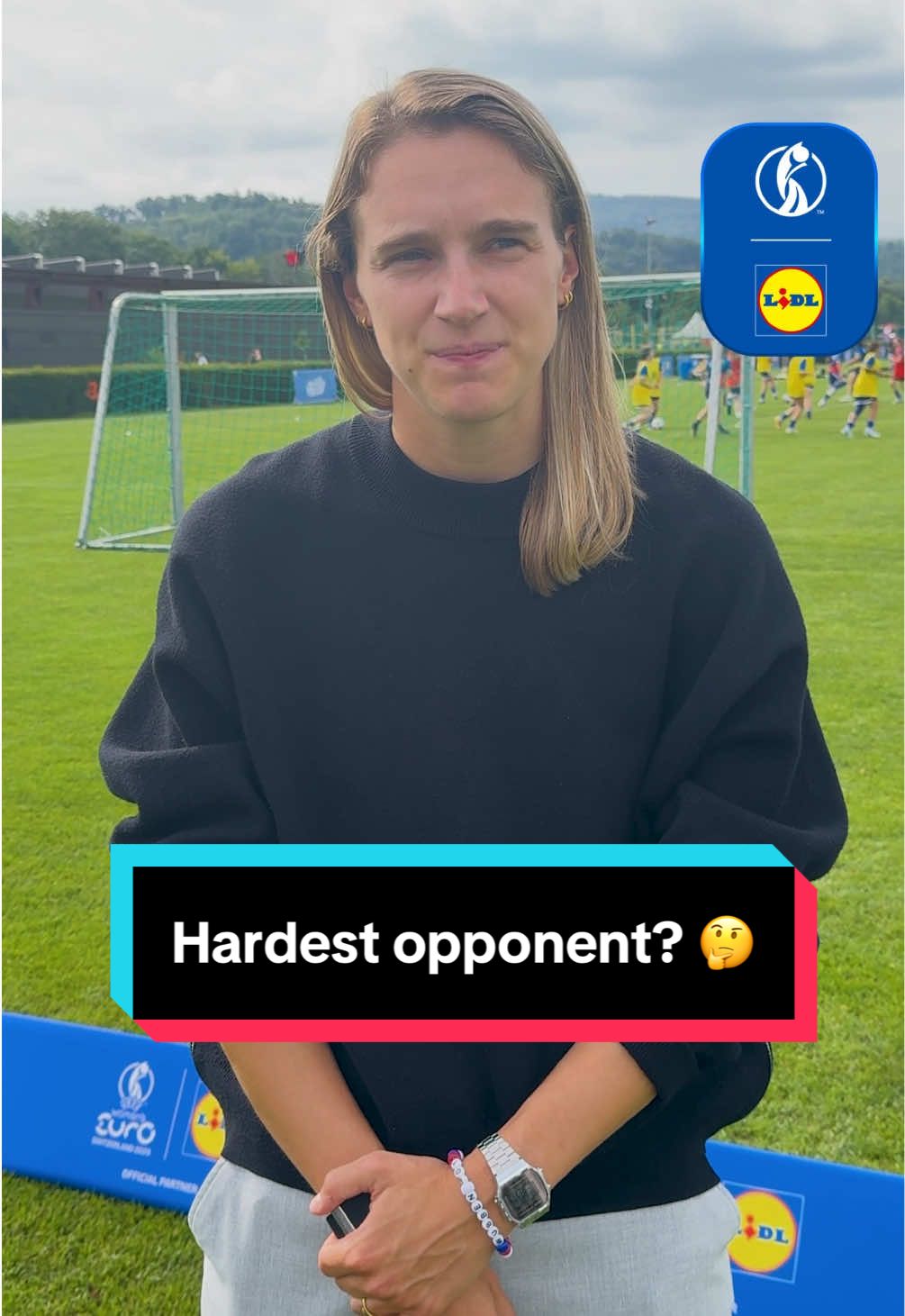 TikTok post by @womensfootball for lidlch. Caption reads: 💪 Hardest opponent you’ve faced? 🤔 Vivianne....