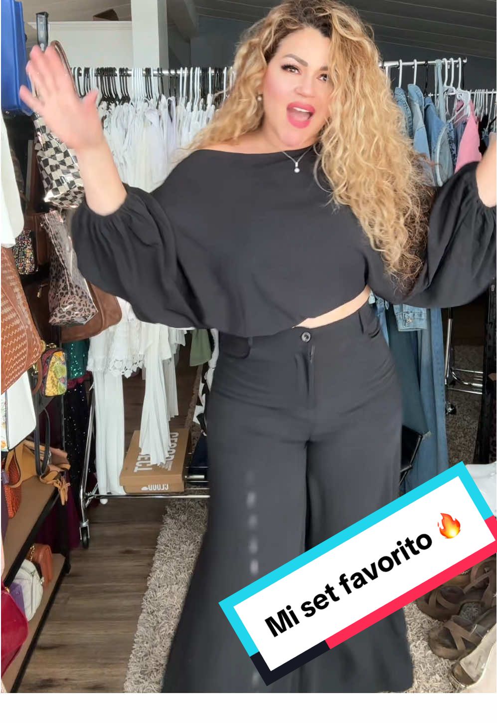 TikTok post by @marinafierro1 for ChicMe. Caption reads: [...] #palazzopants #palazzooutfit #chicmestyle....