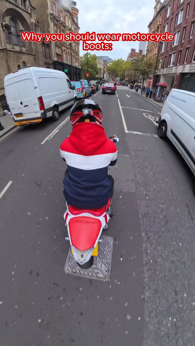 Instagram post by @r6.c63 for Dainese. Caption reads: Would’ve injured my foot if it weren’t for the....