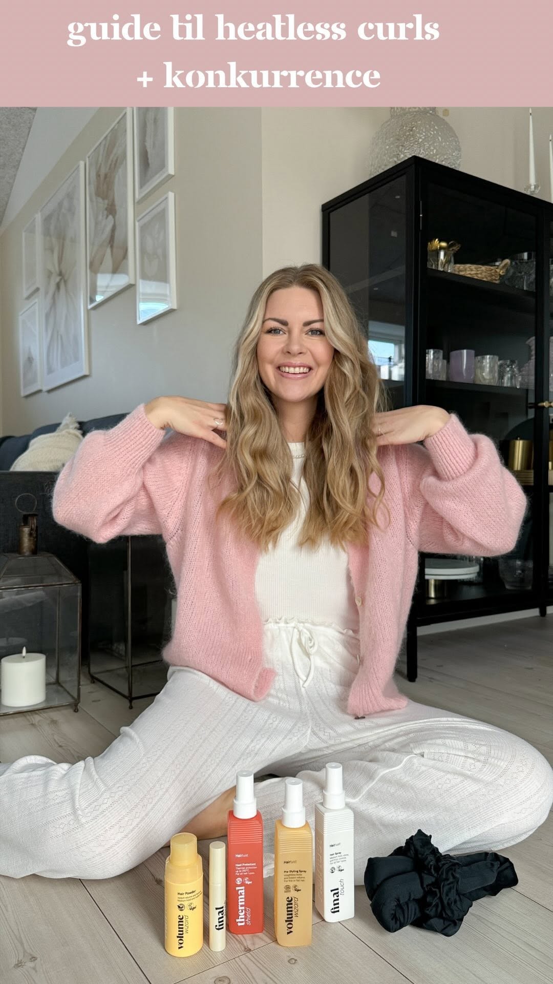 Instagram post by @catrinewiese for Hairlust. Caption reads: Konkurrence | Vind lækre hårstyling produkter fra....