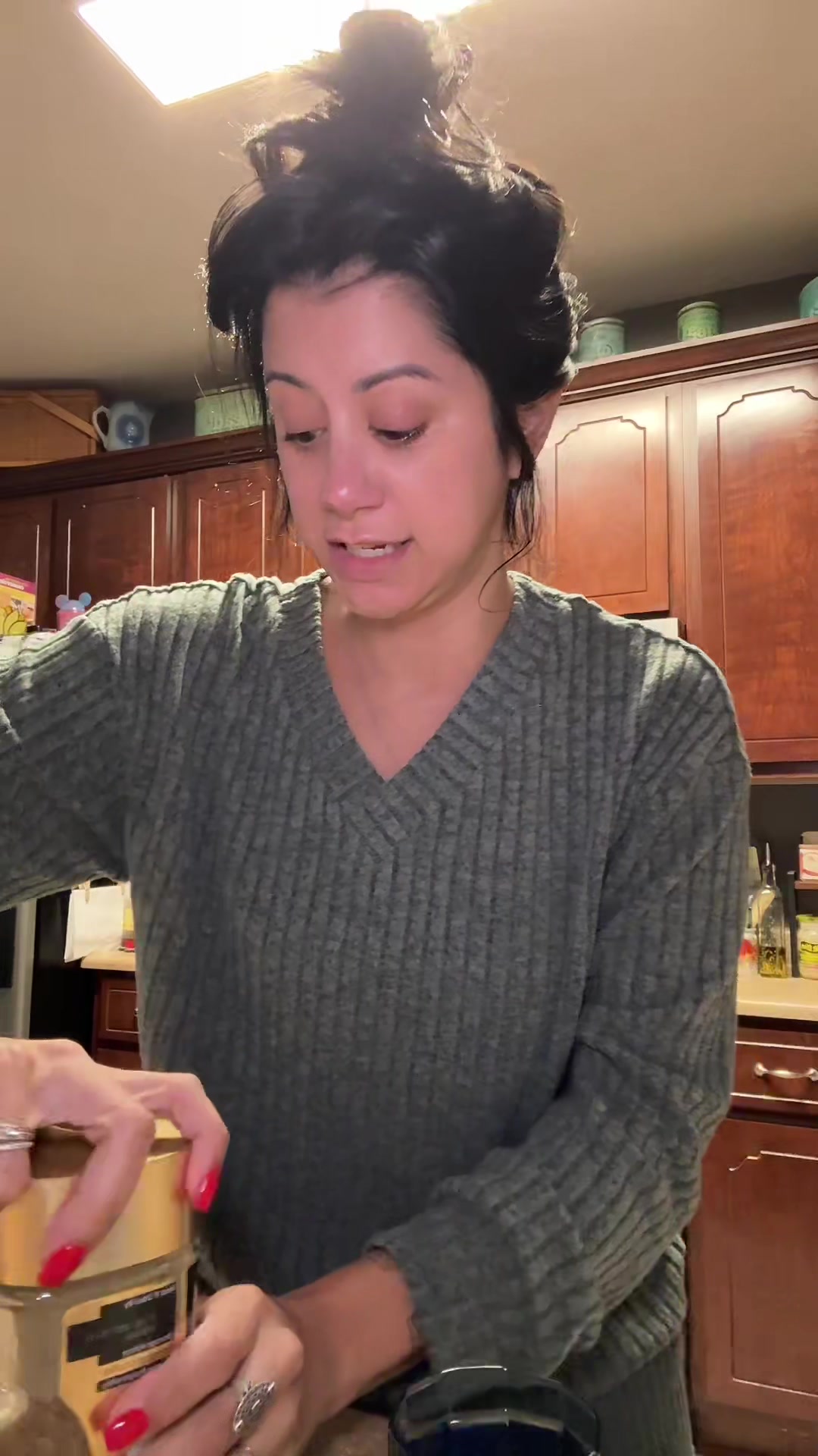 TikTok post by @harleighmbow for Ballerina Farm. Caption reads: Let’s get this day going! 🪩🧋✨ #workfromhomemom....