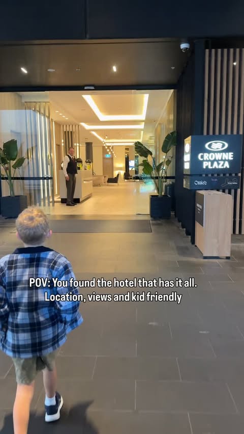 Instagram post by @ourlifeinmelbourne for Crowne Plaza Hotels & Resorts. Caption reads: We checked into the Crowne Plaza Melbourne and it....