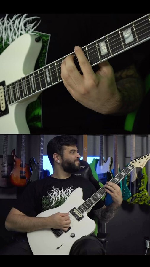 Instagram post by @baenacarcosa for Orange Amplifiers. Caption reads: [...] I gone and wrote 🤘Drop B with the....