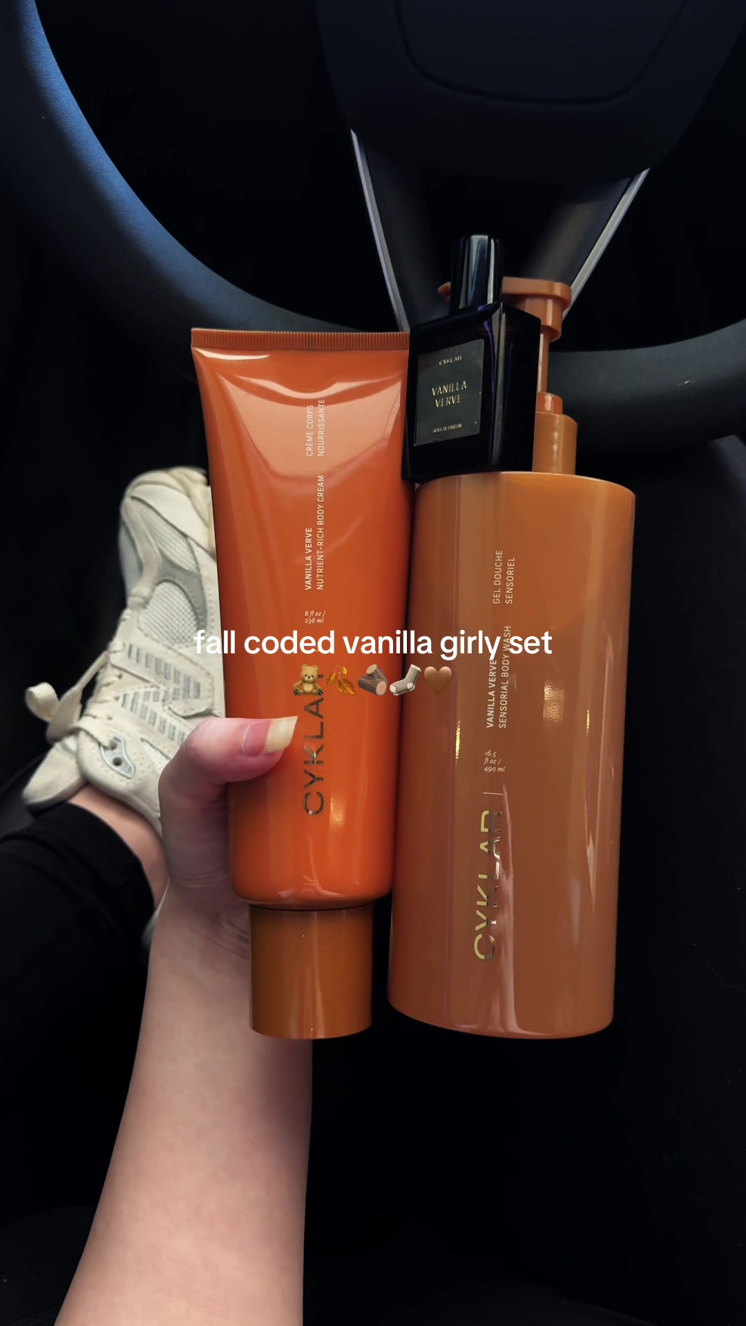 TikTok post by @maehni for CYKLAR. Caption reads: [...] 😩 #vanilla #vanillagirl #vanillascents....