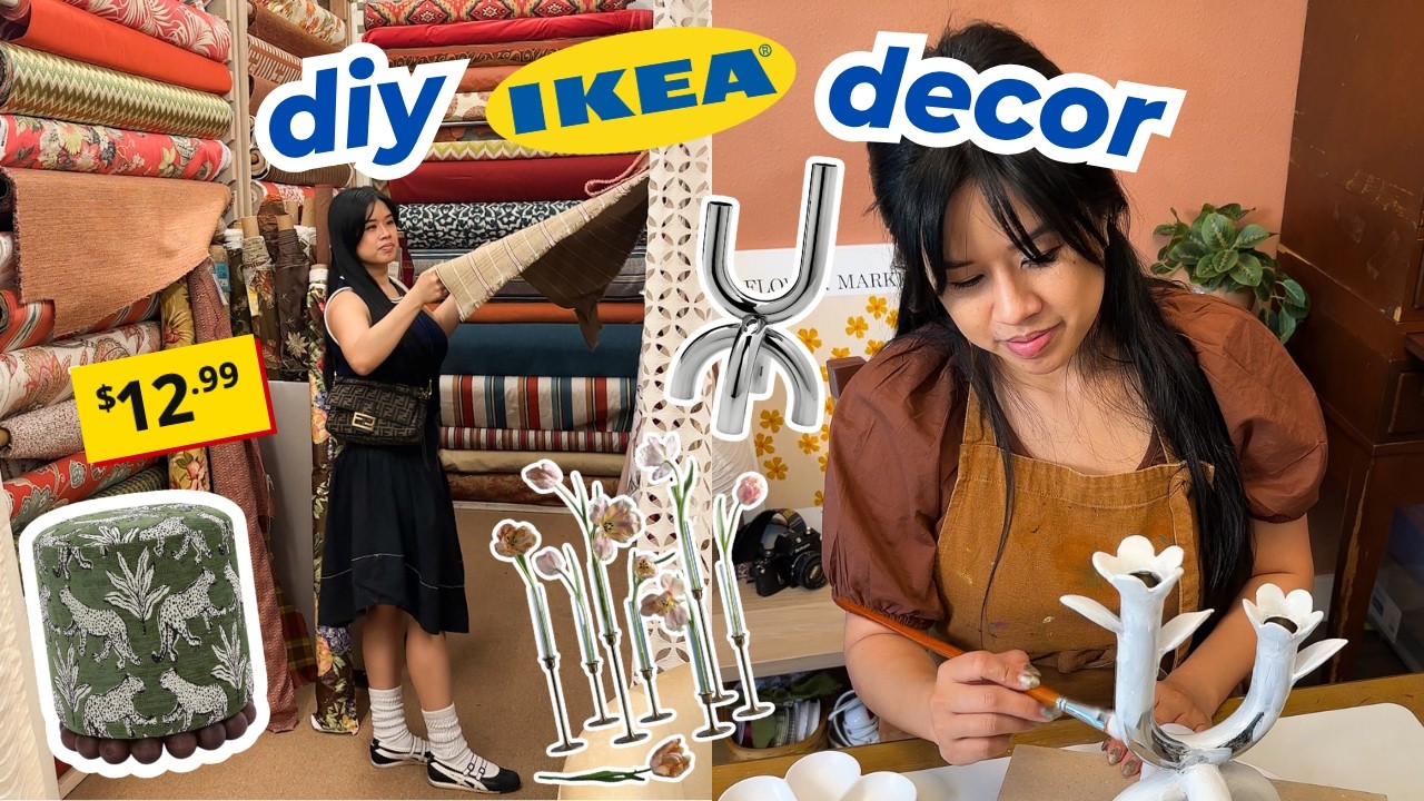 YouTube post by @tinalemac for Linha Niina Secrets. Caption reads: COZY IKEA HACKS FOR MY LIVING ROOM MAKEOVER! ✨🤩.