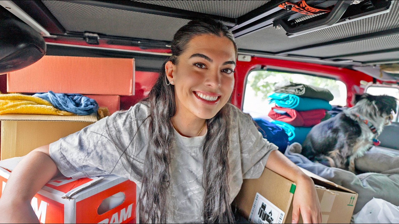 YouTube post by @roamingreckless for Sundays for Dogs. Caption reads: Finally Moving Into my New Overland Build!.