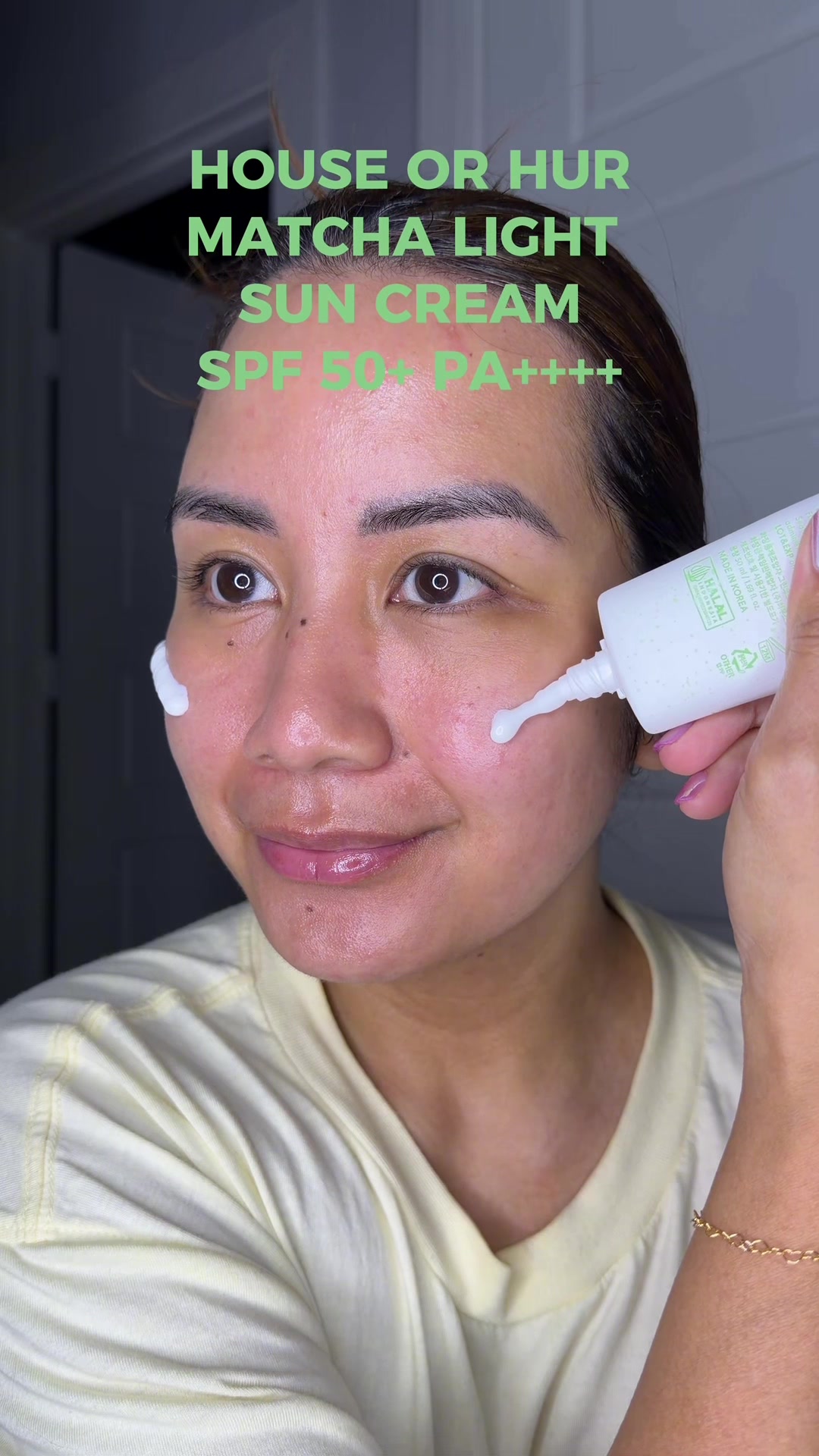 TikTok post by @christinebbbroker for House of Hur US. Caption reads: [...] heavy, sticky sunscreen feeling. @House of....