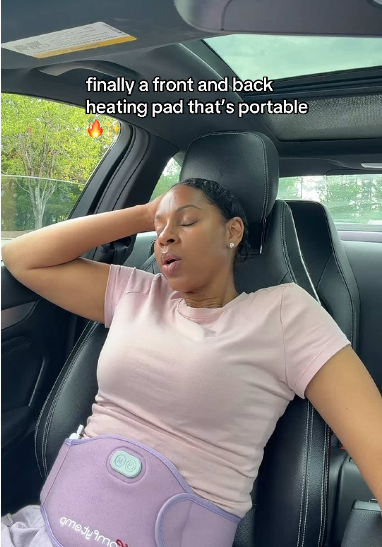TikTok post by @1monicathomas for Comfytemp. Caption reads: [...] #cramprelief #motherdaughter #@Comfytemp.