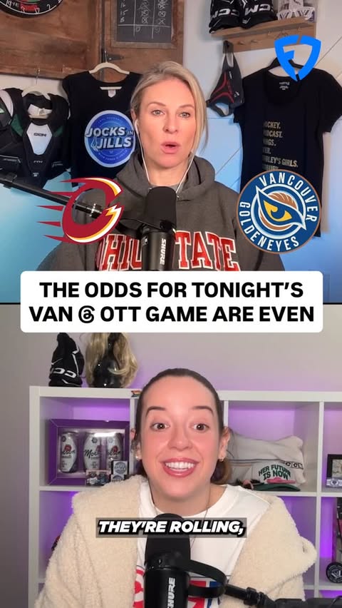 Instagram post by @jocksinjills for FanDuel. Caption reads: [...] and the @pwhl_goldeneyes on @fanduelcanada....